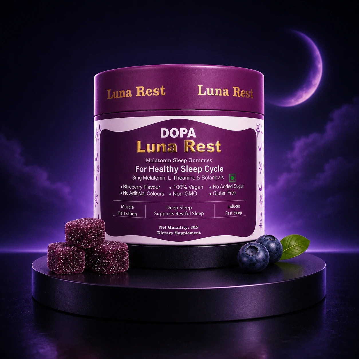 DOPA Luna Rest — Melatonin Sleep Gummies 3mg (Blueberry)